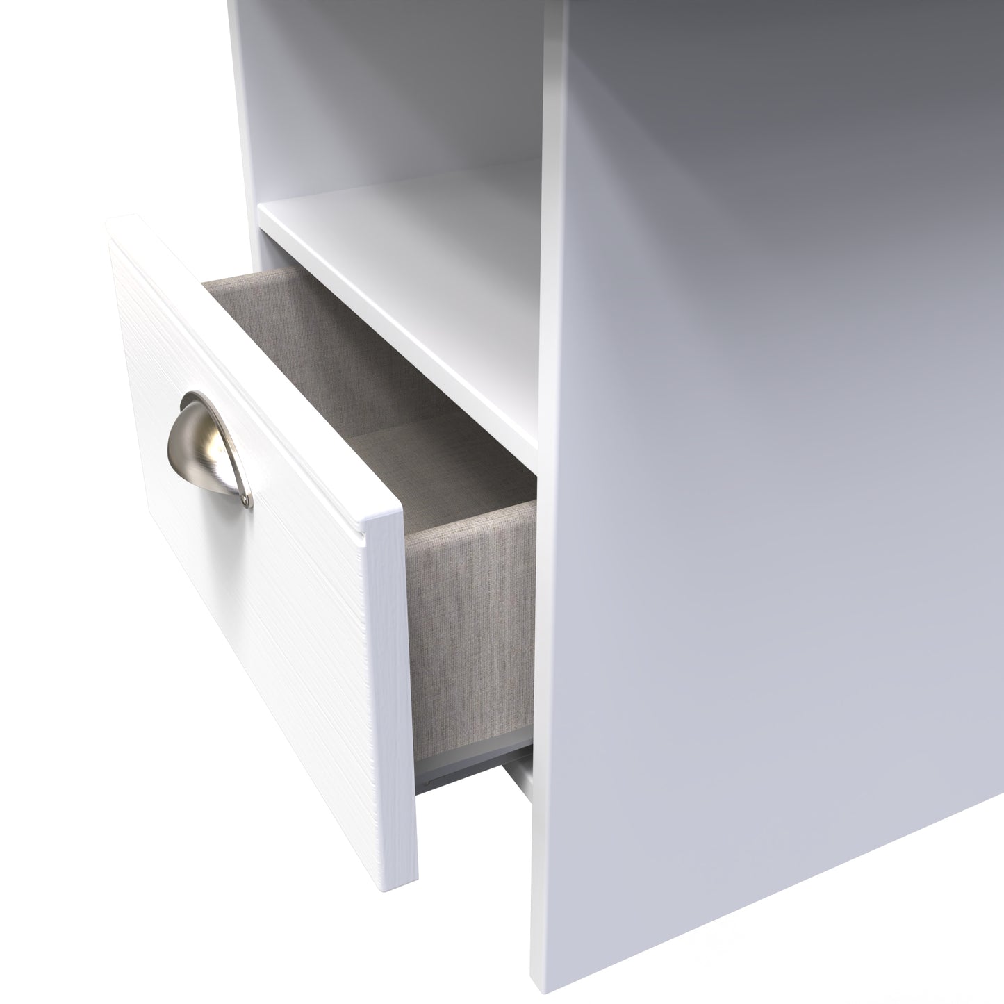 Victoria Side Table White & Light Oak 1 Shelf 1 Drawer 44cm