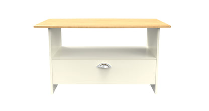 Victoria Coffee Table Cream & Light Oak 1 Shelf 1 Drawer 93cm