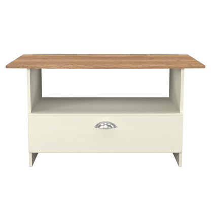 Victoria Coffee Table Cream & Light Oak 1 Shelf 1 Drawer 93cm