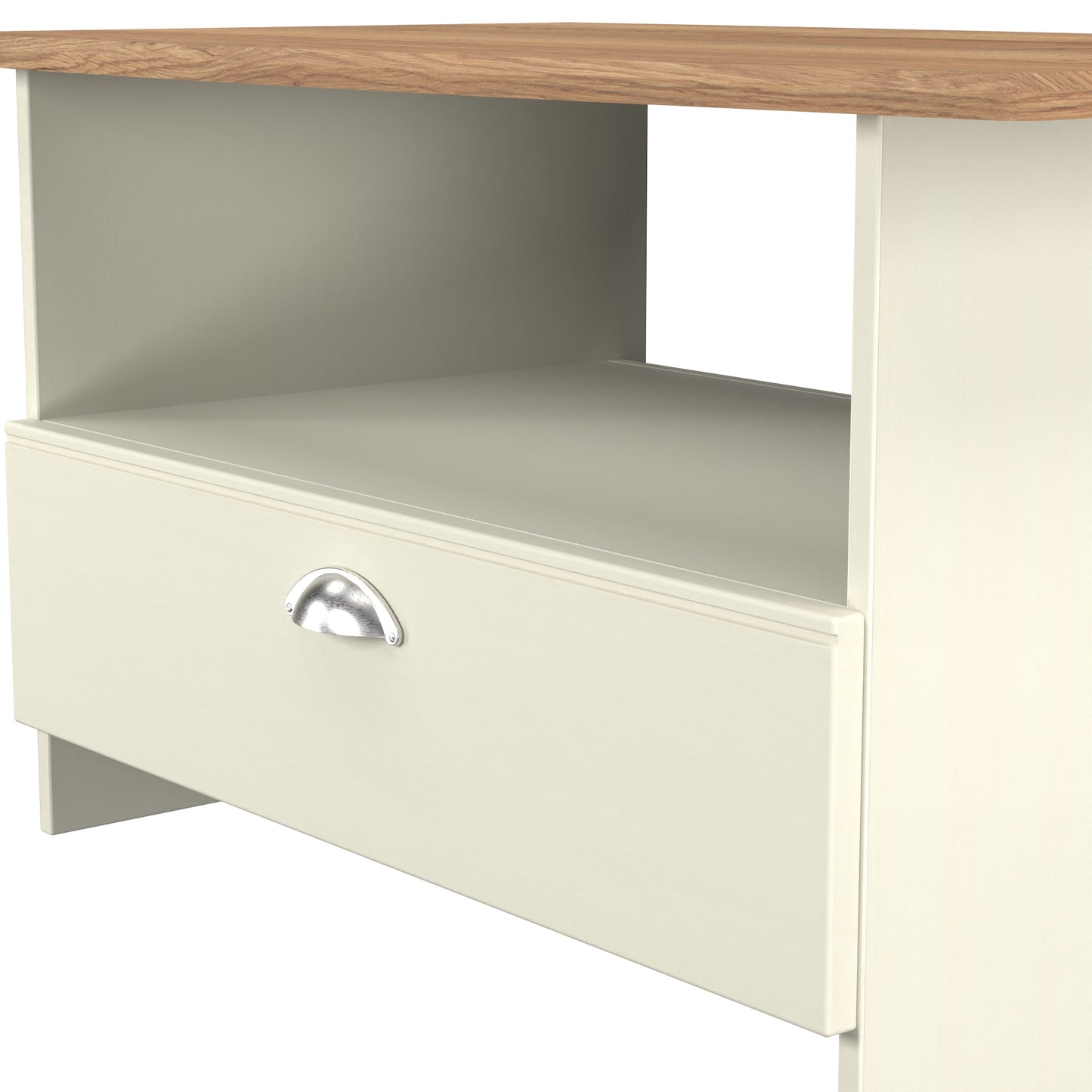 Victoria Coffee Table Cream & Light Oak 1 Shelf 1 Drawer 93cm