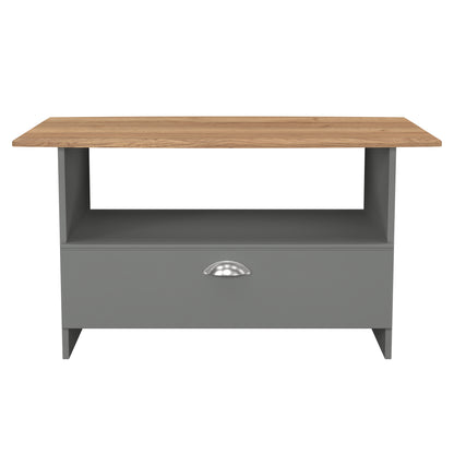 Victoria Coffee Table Grey & Light Oak 1 Shelf 1 Drawer 93cm