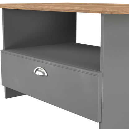 Victoria Coffee Table Grey & Light Oak 1 Shelf 1 Drawer 93cm