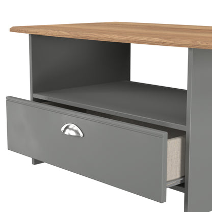 Victoria Coffee Table Grey & Light Oak 1 Shelf 1 Drawer 93cm