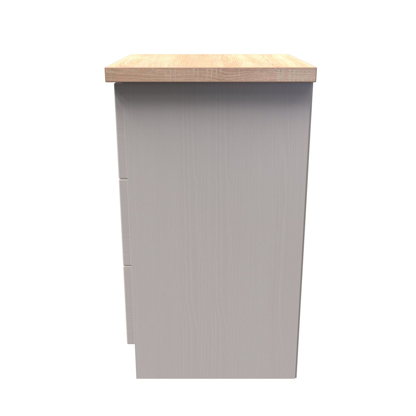 Vienna Bedside Table Off-white & Light Oak 3 Drawers 37cm