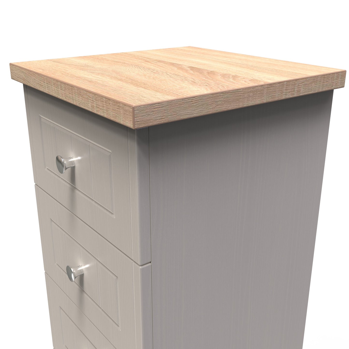 Vienna Tall Tallboy Off-white & Light Oak 5 Drawers 37cm