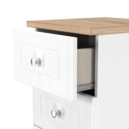 Vienna Tall Tallboy White & Light Oak 5 Drawers 37cm