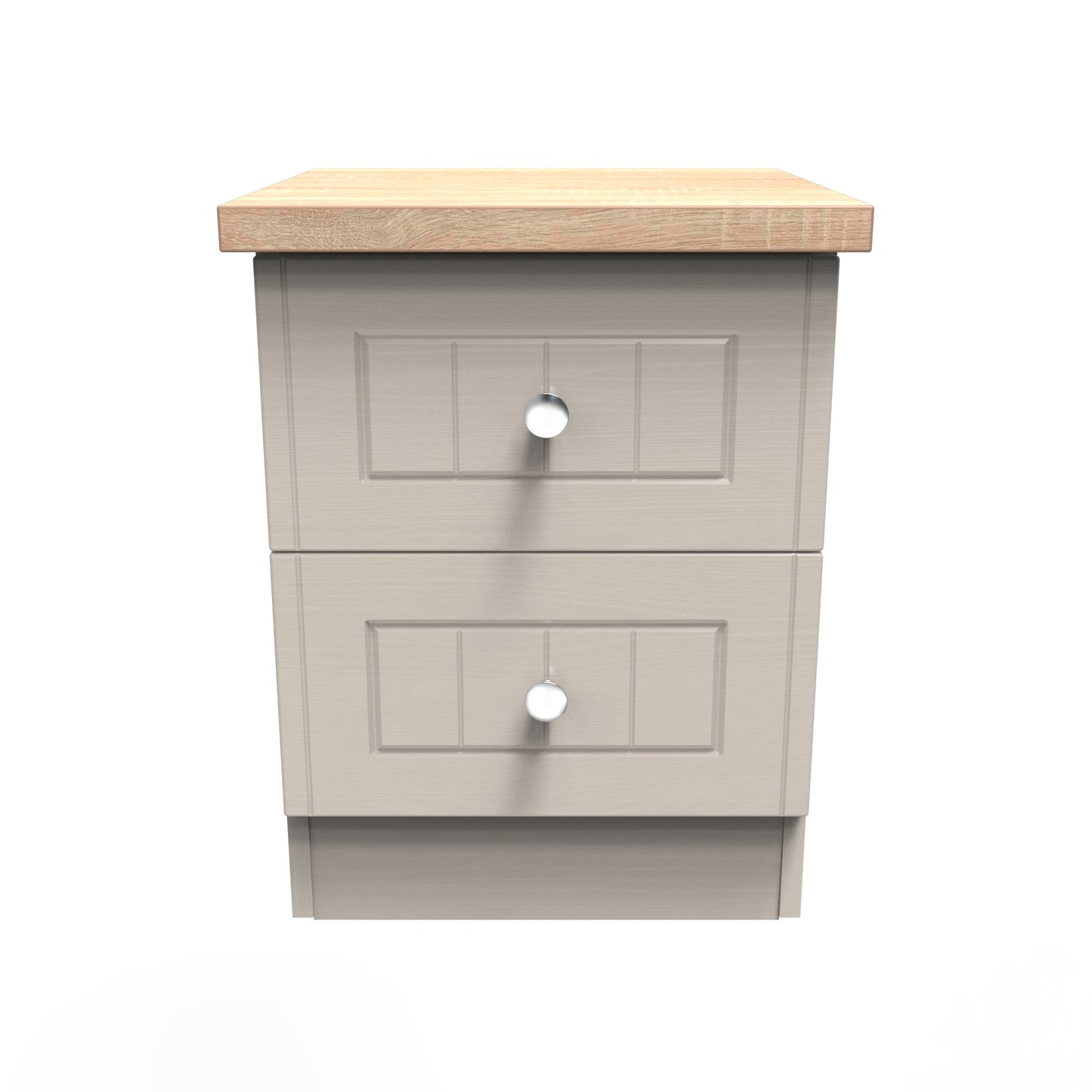 Vienna Bedside Table Off-white & Light Oak 2 Drawers 37cm