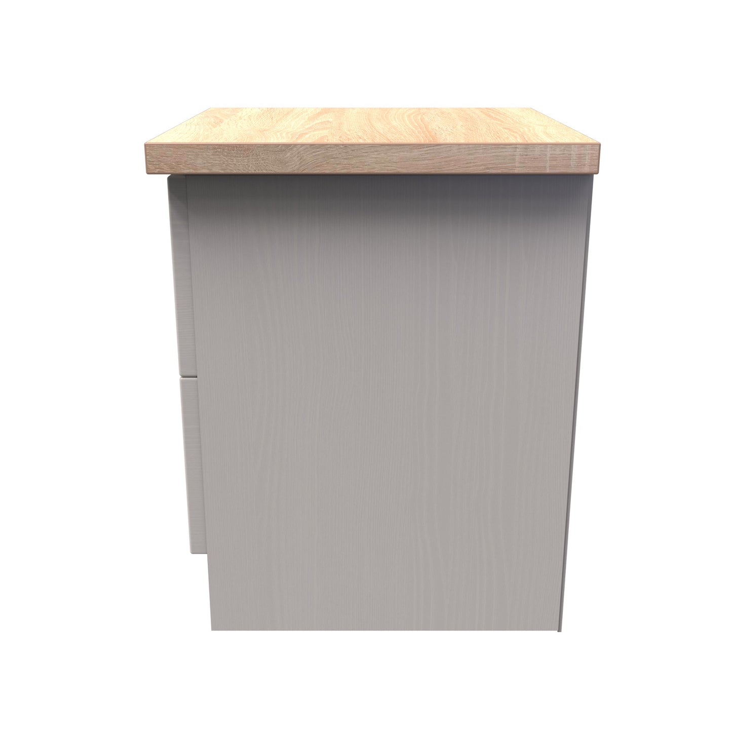 Vienna Bedside Table Off-white & Light Oak 2 Drawers 37cm