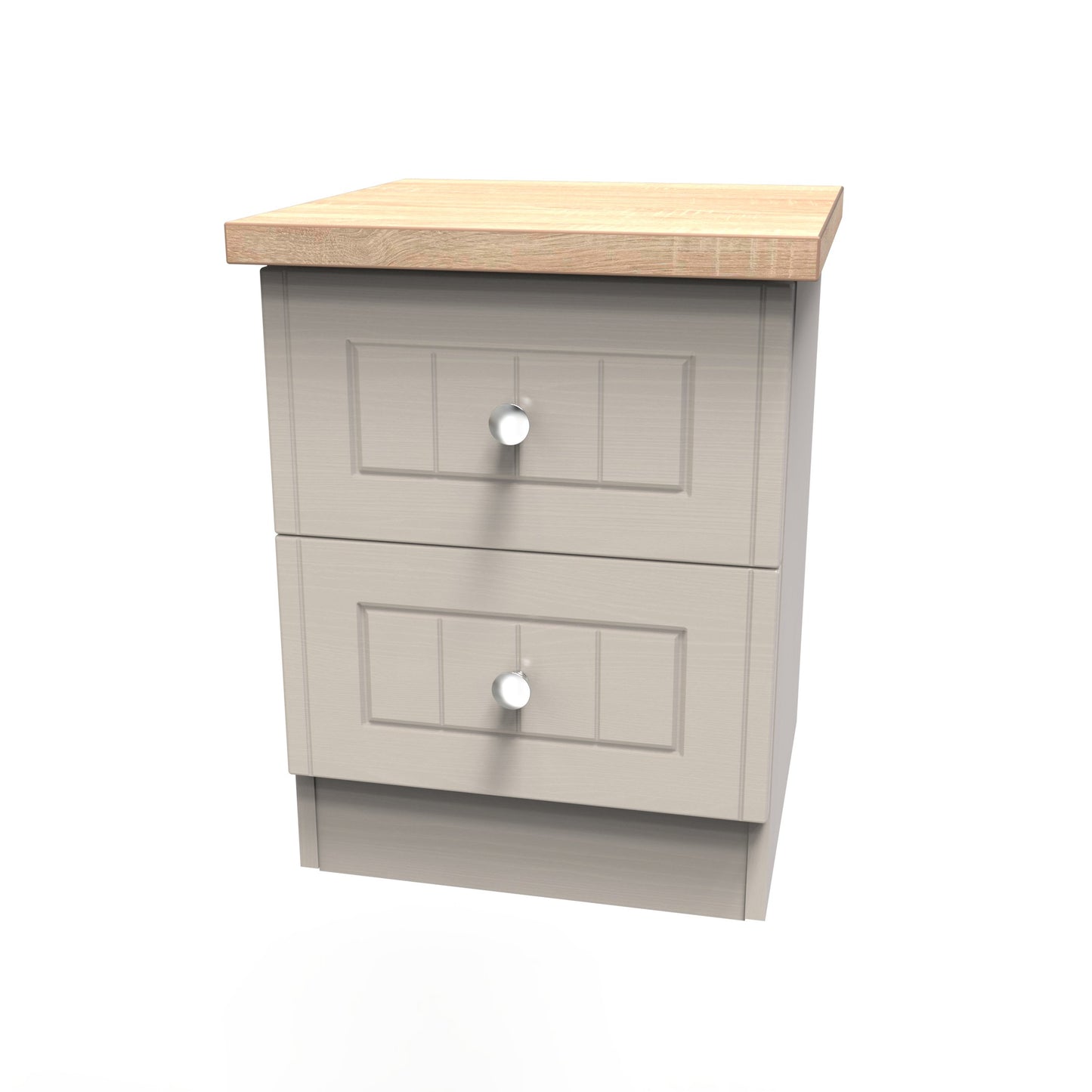 Vienna Bedside Table Off-white & Light Oak 2 Drawers 37cm