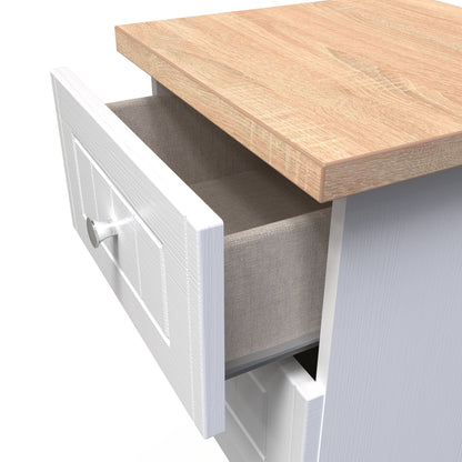 Vienna Bedside Table White & Light Oak 2 Drawers 37cm