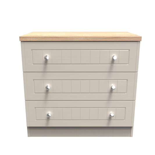 Vienna Chest of Drawers Off-white & Light Oak 3 Drawers 74cm