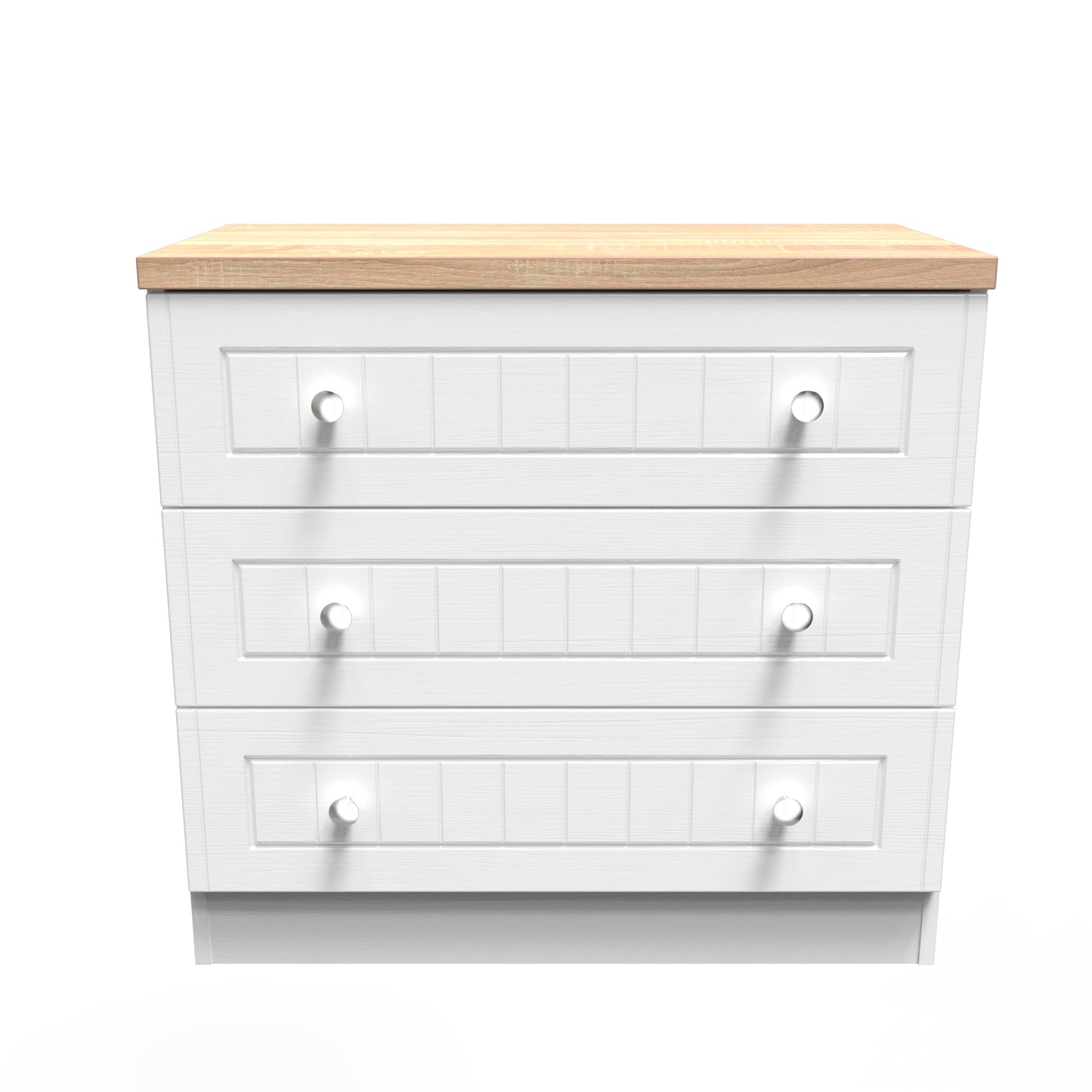Vienna Chest of Drawers White & Light Oak 3 Drawers 74cm