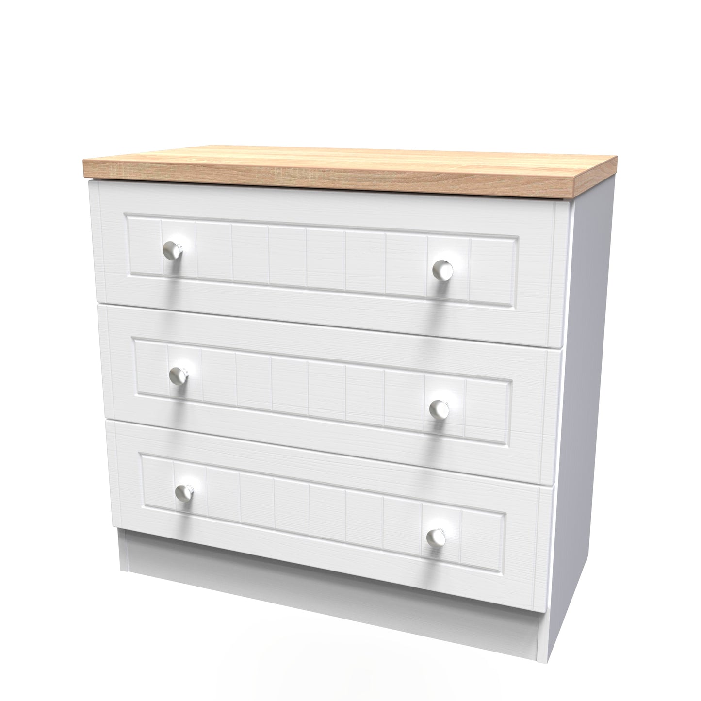 Vienna Chest of Drawers White & Light Oak 3 Drawers 74cm