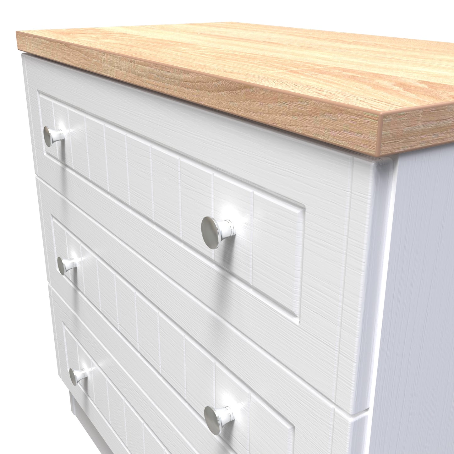 Vienna Chest of Drawers White & Light Oak 3 Drawers 74cm