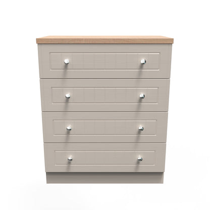 Vienna Chest of Drawers Off-white & Light Oak 4 Drawers 74cm