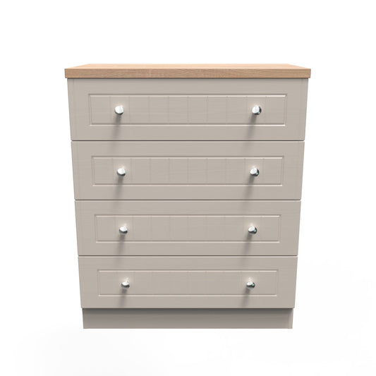Vienna Chest of Drawers Off-white & Light Oak 4 Drawers 74cm