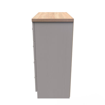 Vienna Chest of Drawers Off-white & Light Oak 4 Drawers 74cm