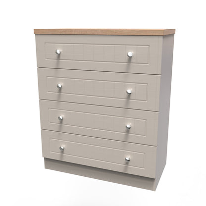 Vienna Chest of Drawers Off-white & Light Oak 4 Drawers 74cm