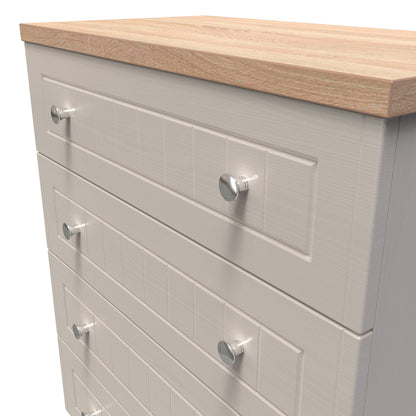 Vienna Chest of Drawers Off-white & Light Oak 4 Drawers 74cm