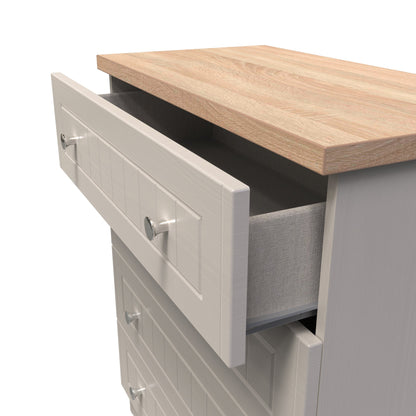 Vienna Chest of Drawers Off-white & Light Oak 4 Drawers 74cm