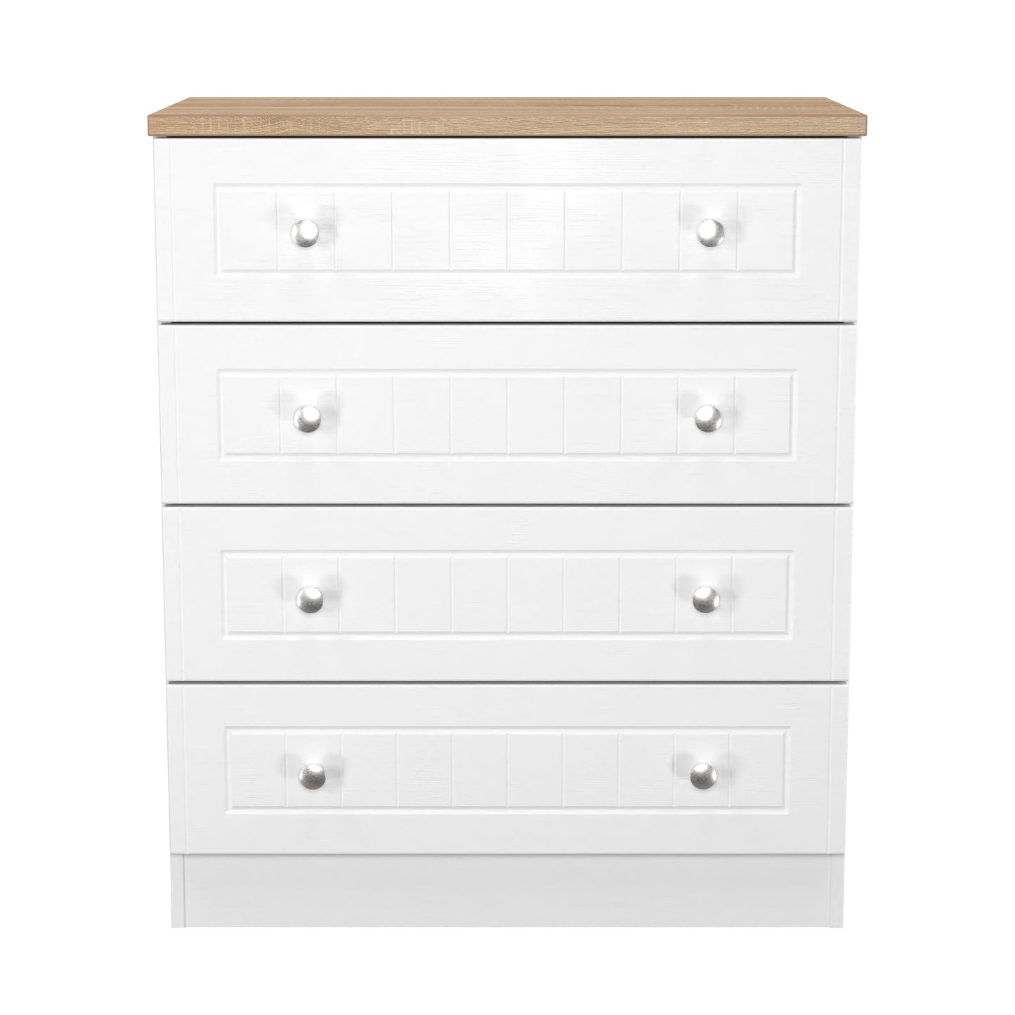 Vienna Chest of Drawers White & Light Oak 4 Drawers 74cm