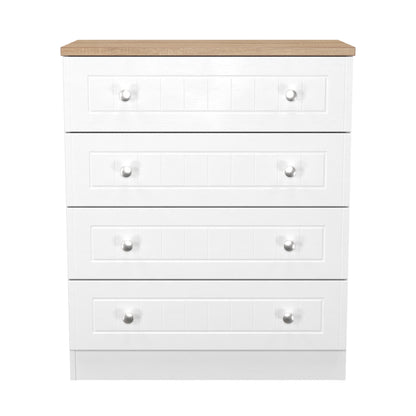 Vienna Chest of Drawers White & Light Oak 4 Drawers 74cm