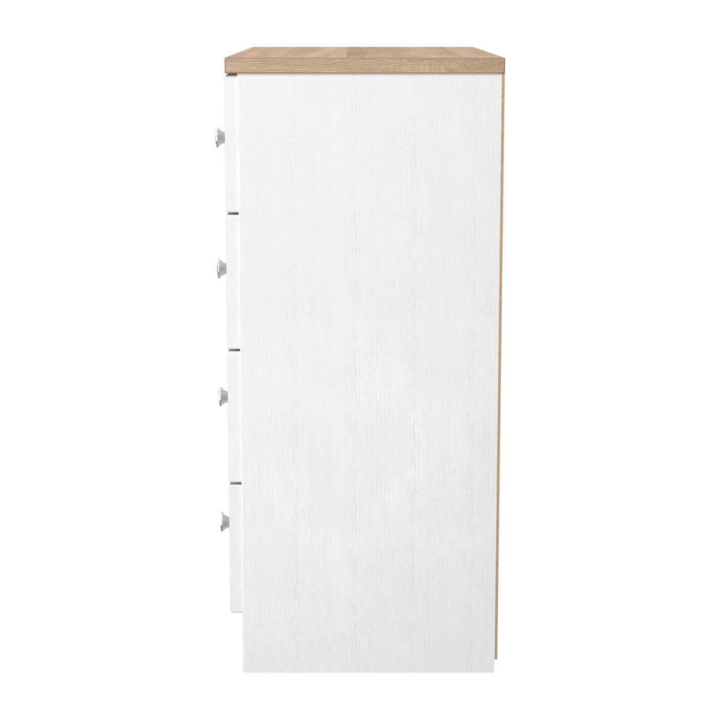 Vienna Chest of Drawers White & Light Oak 4 Drawers 74cm