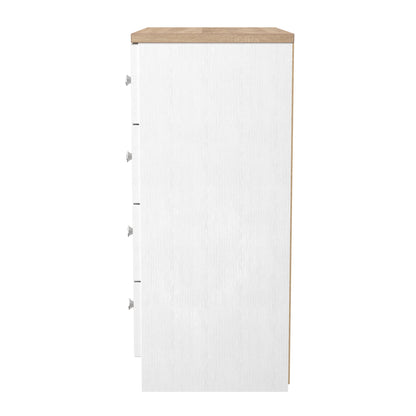 Vienna Chest of Drawers White & Light Oak 4 Drawers 74cm