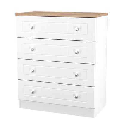 Vienna Chest of Drawers White & Light Oak 4 Drawers 74cm