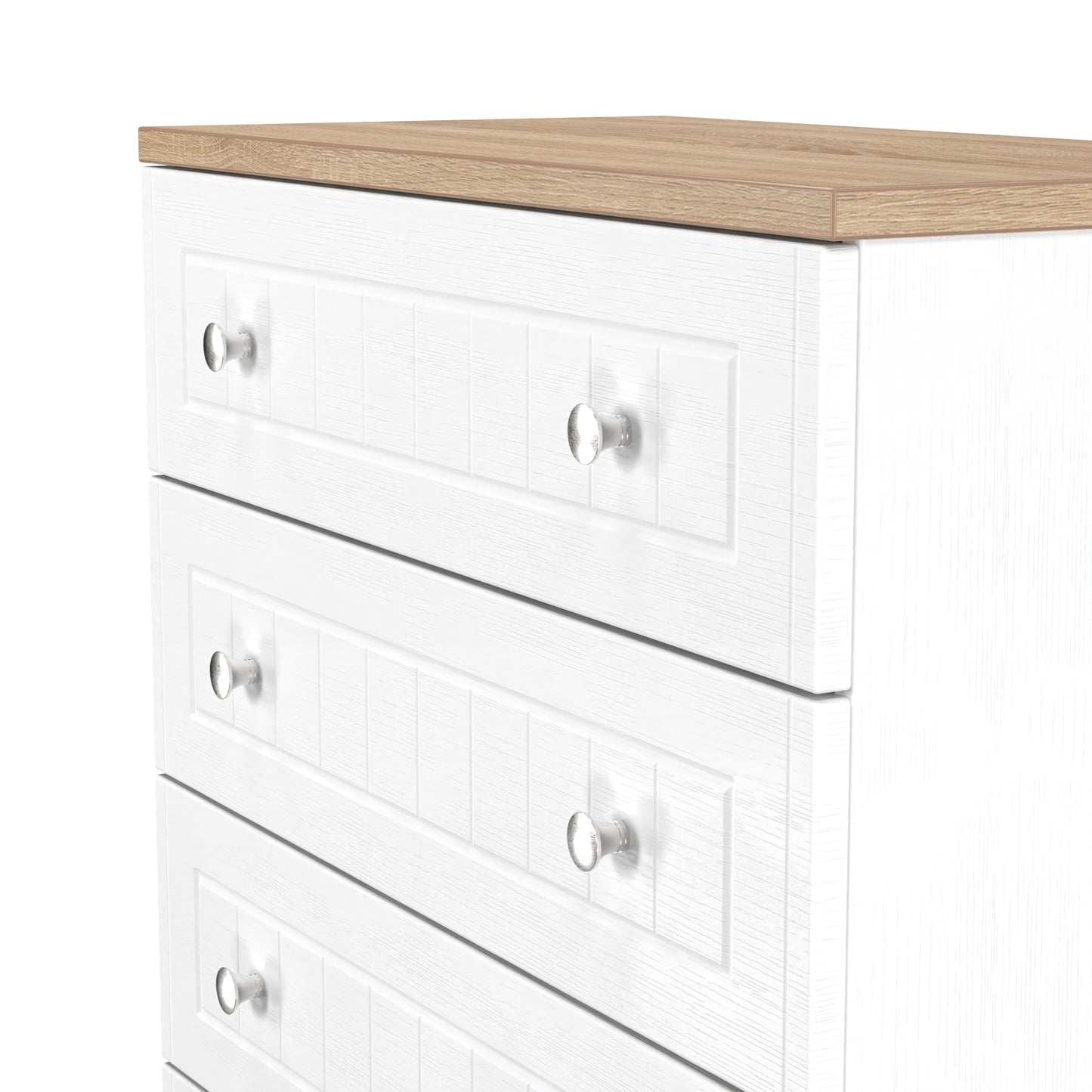 Vienna Chest of Drawers White & Light Oak 4 Drawers 74cm
