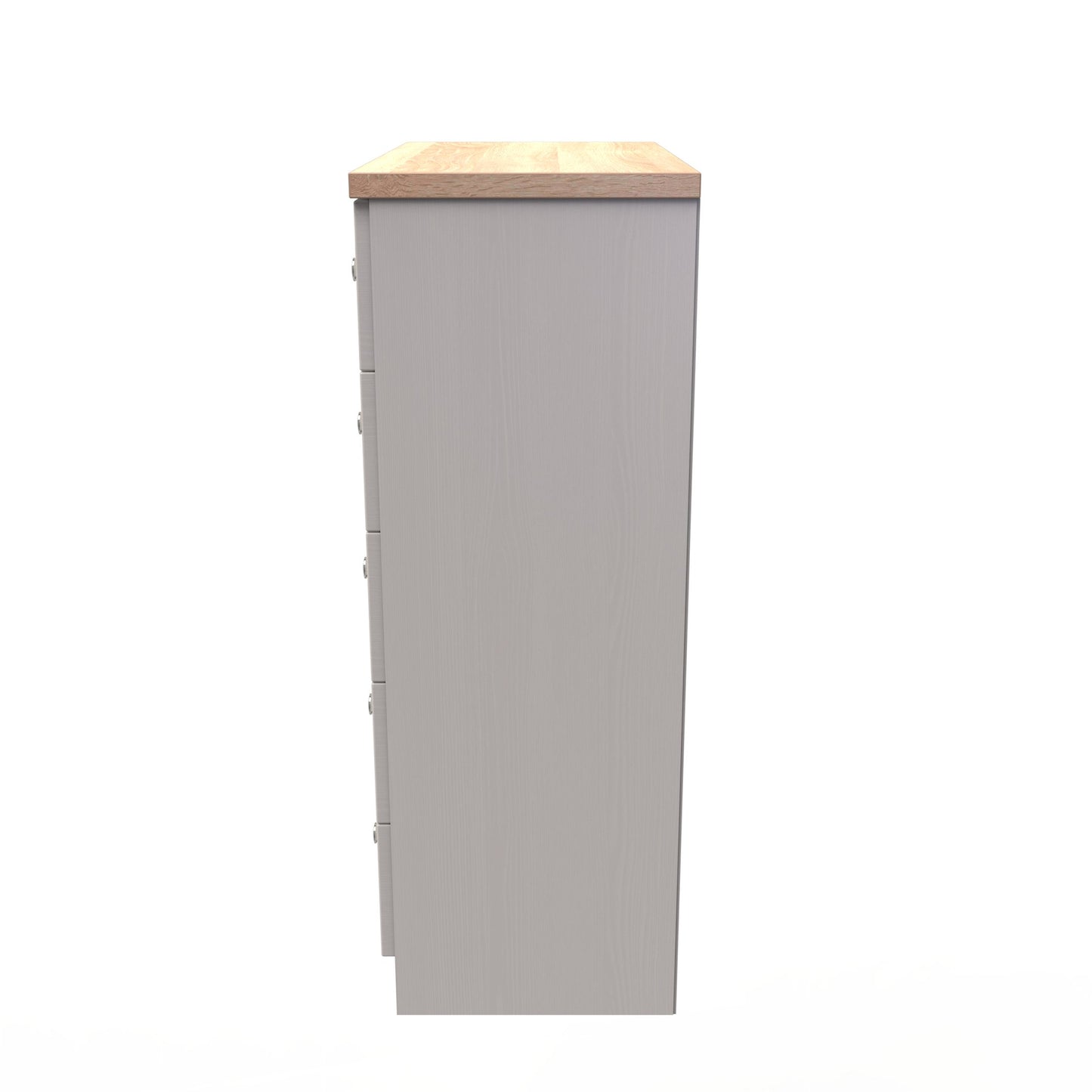 Vienna Tall Chest of Drawers Off-white & Light Oak 5 Drawers 74cm