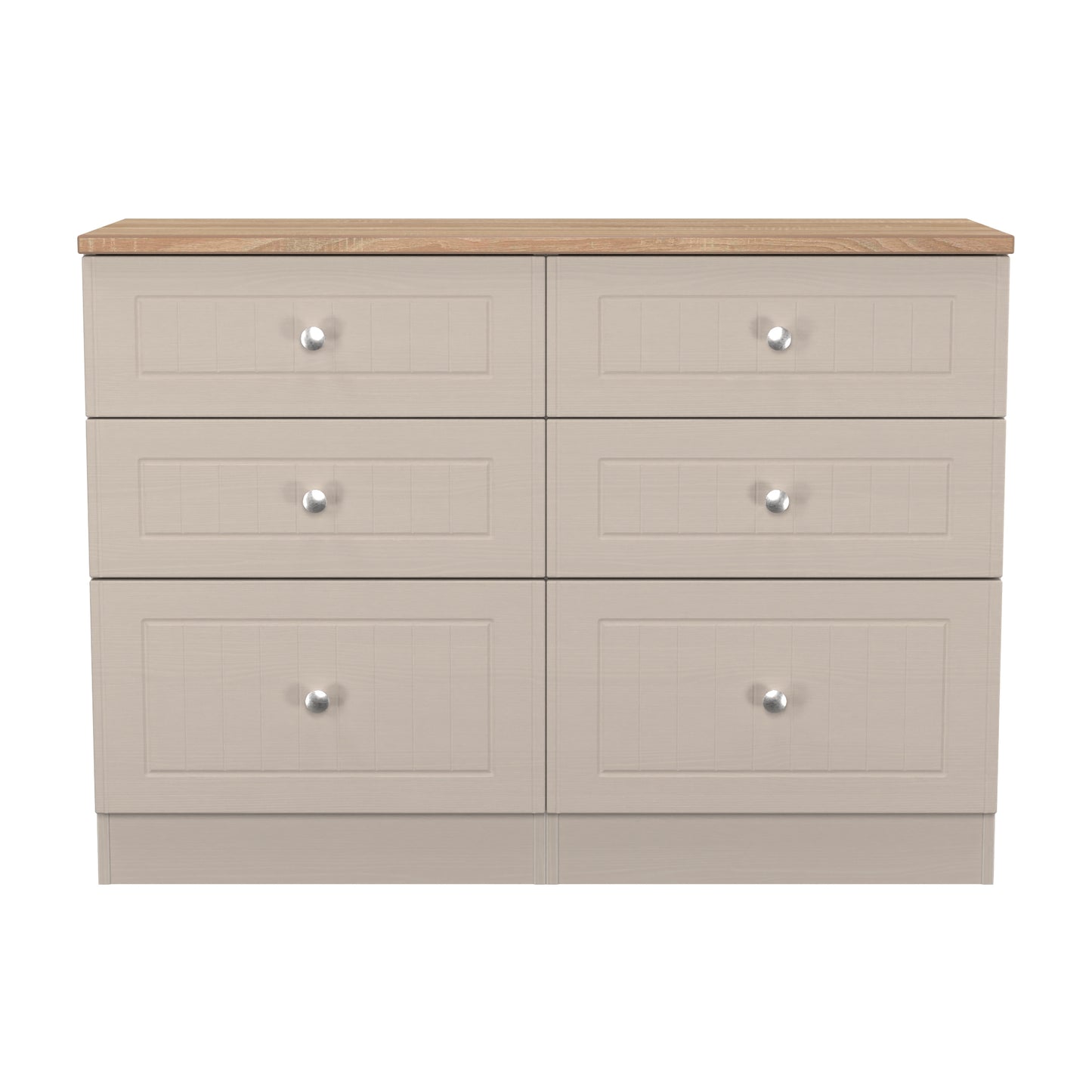 Vienna Large Chest of Drawers Off-white & Light Oak 6 Drawers 110cm