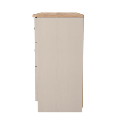 Vienna Large Chest of Drawers Off-white & Light Oak 6 Drawers 110cm