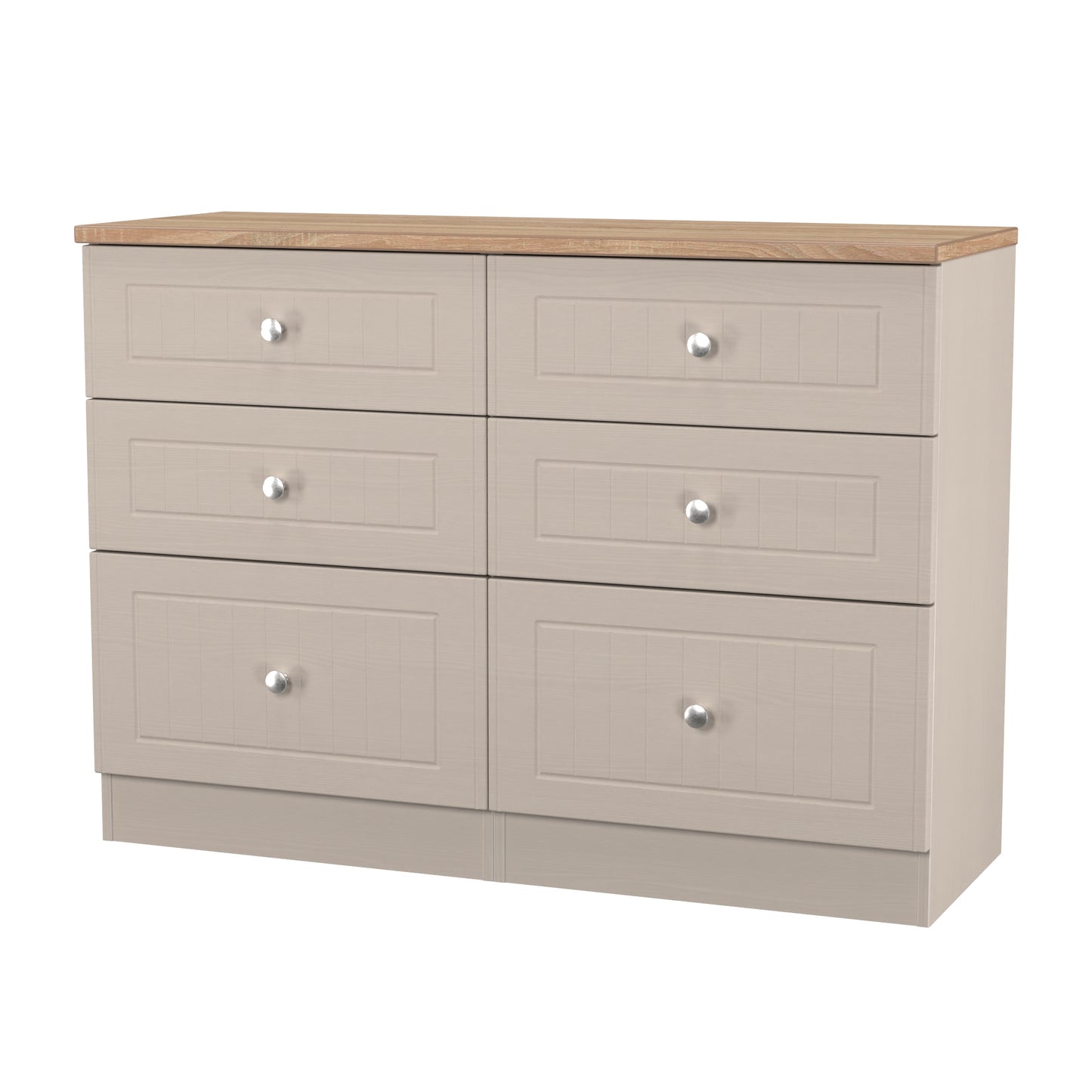 Vienna Large Chest of Drawers Off-white & Light Oak 6 Drawers 110cm