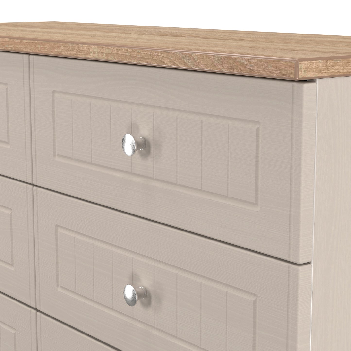 Vienna Large Chest of Drawers Off-white & Light Oak 6 Drawers 110cm