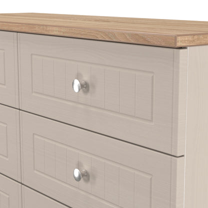 Vienna Large Chest of Drawers Off-white & Light Oak 6 Drawers 110cm