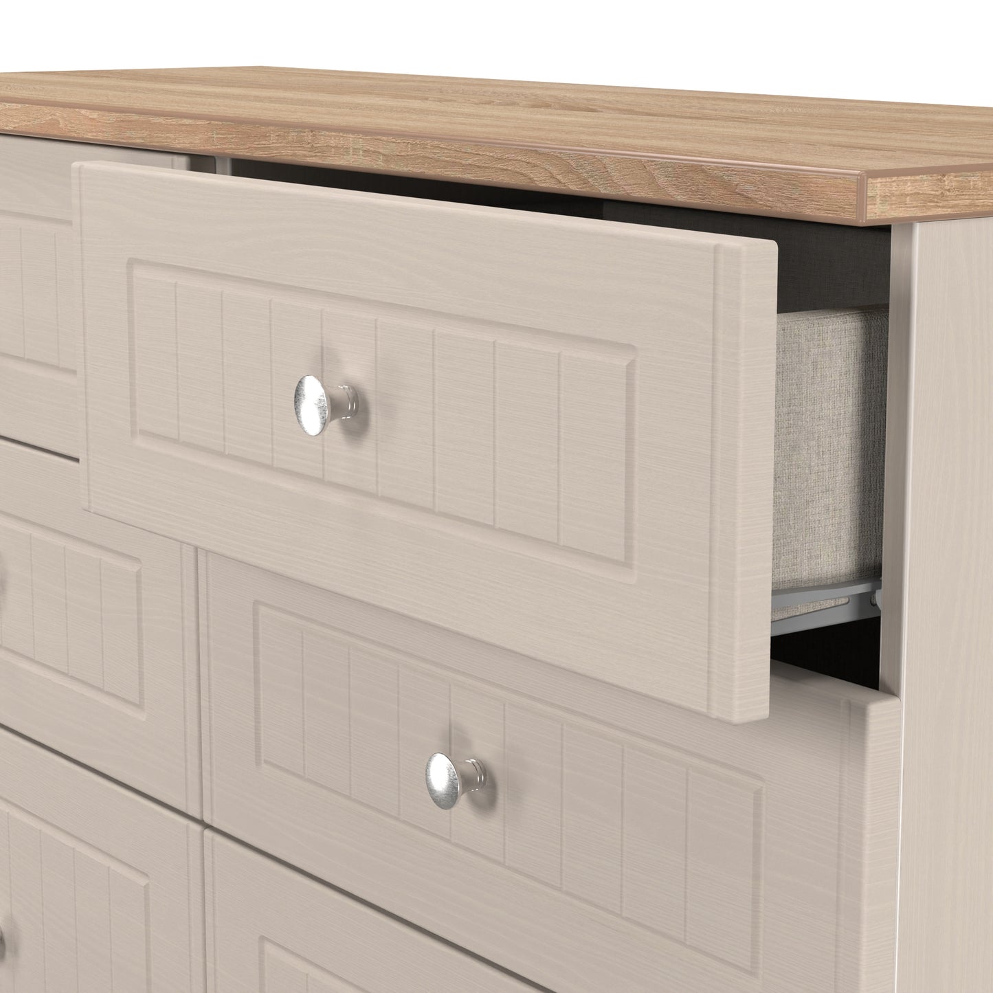 Vienna Large Chest of Drawers Off-white & Light Oak 6 Drawers 110cm