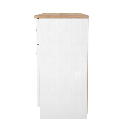 Vienna Large Chest of Drawers White & Light Oak 6 Drawers 110cm
