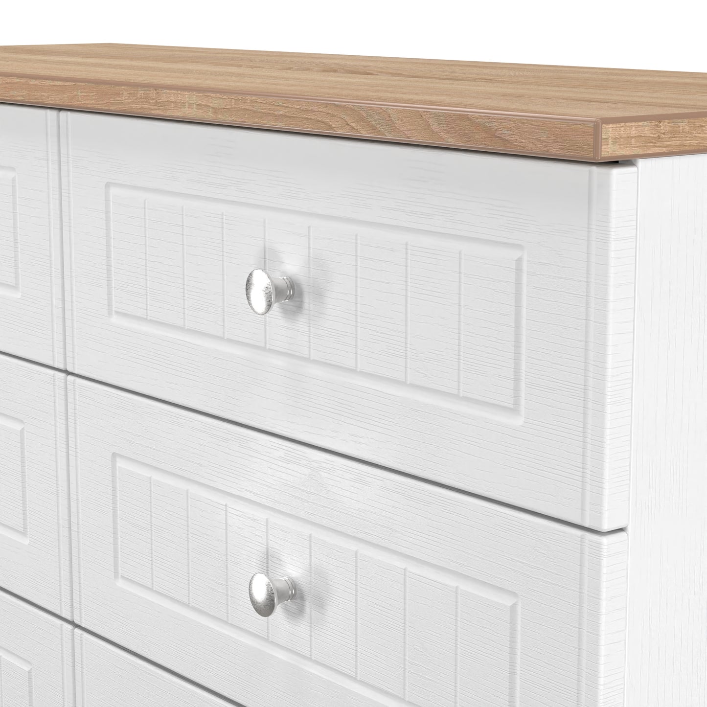 Vienna Large Chest of Drawers White & Light Oak 6 Drawers 110cm