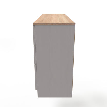 Vienna Desk Off-white & Light Oak 6 Drawers 125cm