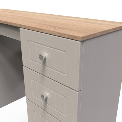 Vienna Desk Off-white & Light Oak 6 Drawers 125cm