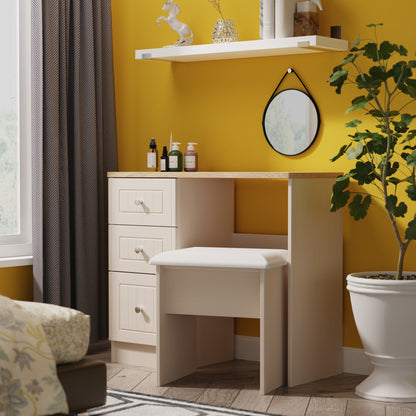 Vienna Desk Off-white & Light Oak 3 Drawers 90cm