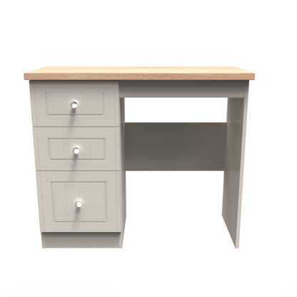 Vienna Desk Off-white & Light Oak 3 Drawers 90cm