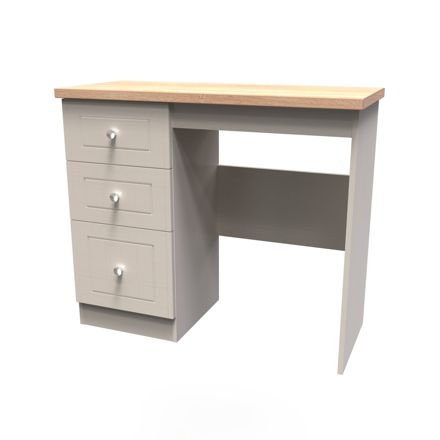 Vienna Desk Off-white & Light Oak 3 Drawers 90cm