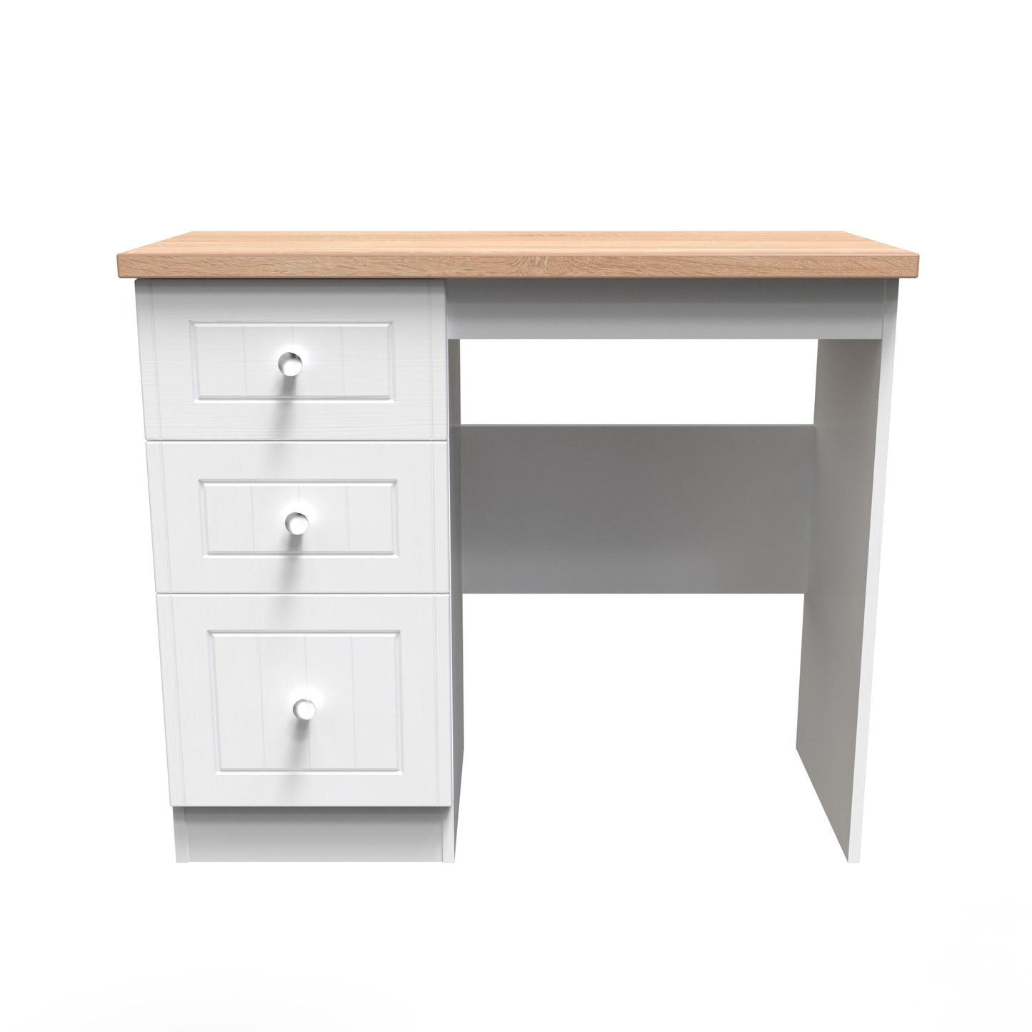Vienna Desk White & Light Oak 3 Drawers 90cm