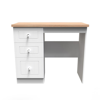 Vienna Desk White & Light Oak 3 Drawers 90cm