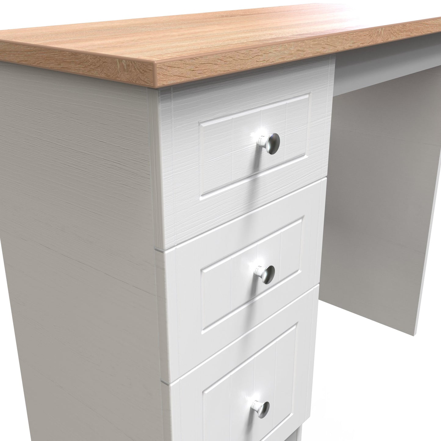Vienna Desk White & Light Oak 3 Drawers 90cm