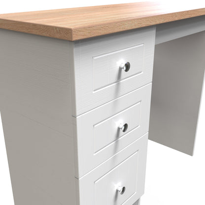 Vienna Desk White & Light Oak 3 Drawers 90cm