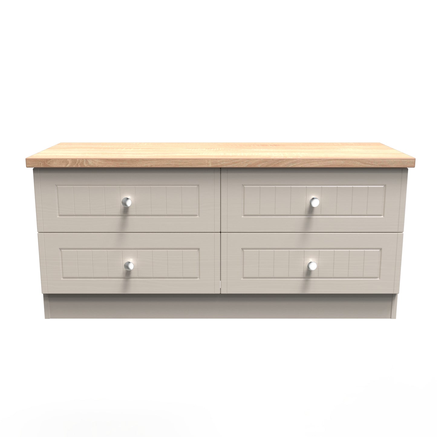 Vienna Large Chest of Drawers Off-white & Light Oak 4 Drawers 110cm