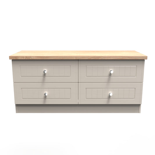 Vienna Large Chest of Drawers Off-white & Light Oak 4 Drawers 110cm